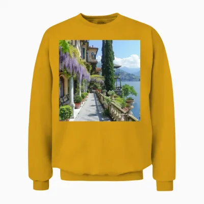 Lake Como with Wisteria Unisex Sweatshirt - Gold