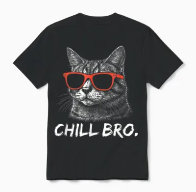 Chill Bruh – Lustiger Katze Mit Sonnenbrille Unisex T-Shirt - Black