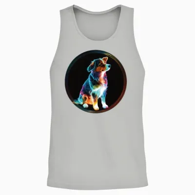 Colourful Cute Dog Unisex Tank Top - Ash