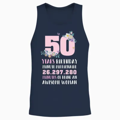 50th Birthday Gift Vintage Women Unisex Tank Top - Navy