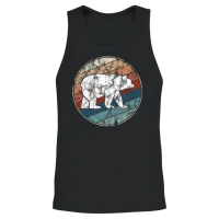 Bear in Retro Style Wildlife Unisex Tank Top - Black – 2