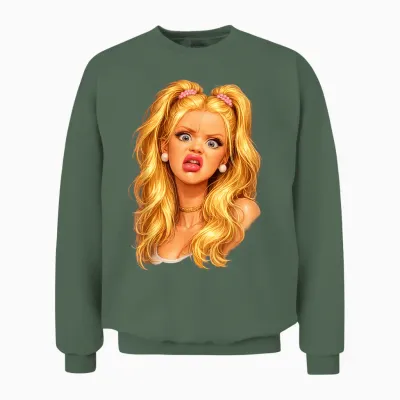 Lustiges Meme Gesicht Doll Face Sarkasmus Design Mit Love Unisex Sweatshirt - Military Green