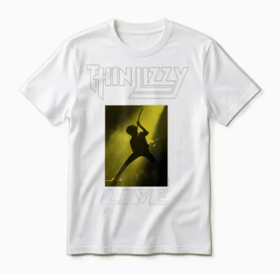 Thin Lizzy Live Yellow Boxed T-Shirt, Black Unisex T-Shirt - White