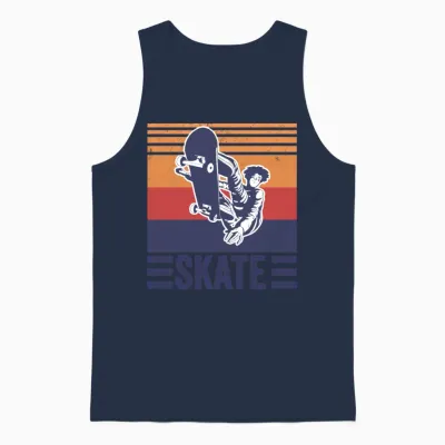 Skateboard Skate Skateboarder Retro Unisex Tank Top - Navy