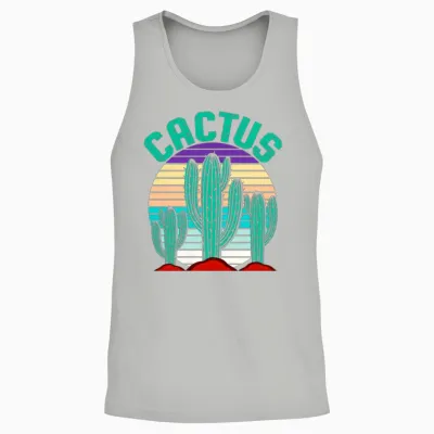 Retro Cactus Sunset Active Unisex Tank Top - Ash