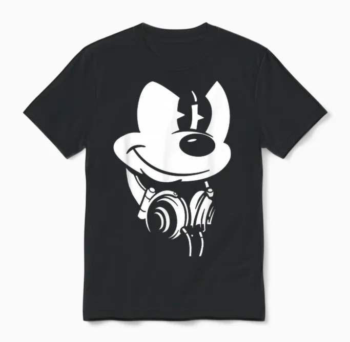 Disney - Mickey Mouse Headphones Unisex T-Shirt - Black