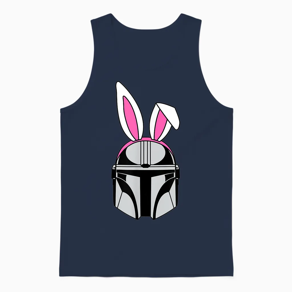 Amazon Essentials the Mandalorian Helmet Spring Easter Bunny Ears Unisex Tank Top in Navy