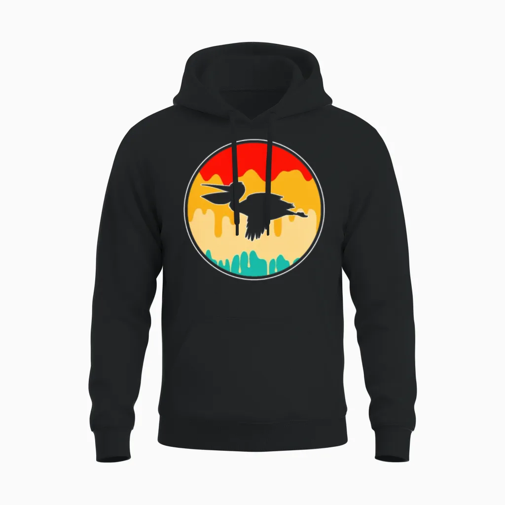 Pelican Retro Unisex Hoodie in Black