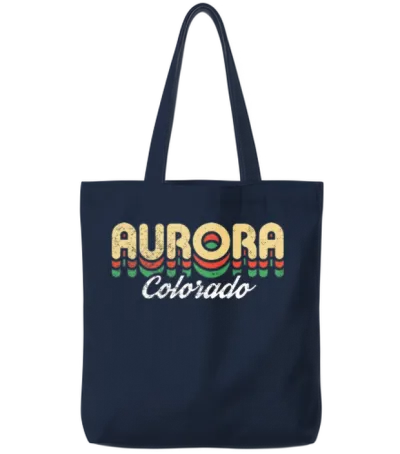 Retro Aurora Colorado Tote Bags - Navy