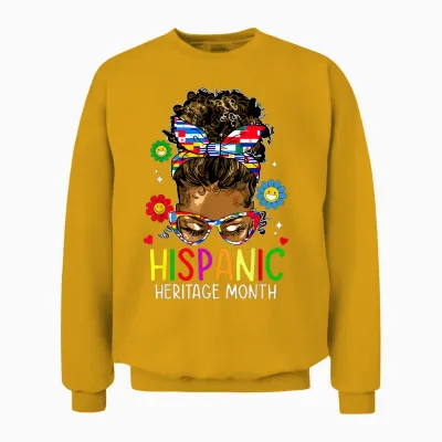 Hispanic Heritage Month Shirt Latin Teacher Women Girls Unisex Sweatshirt - Gold