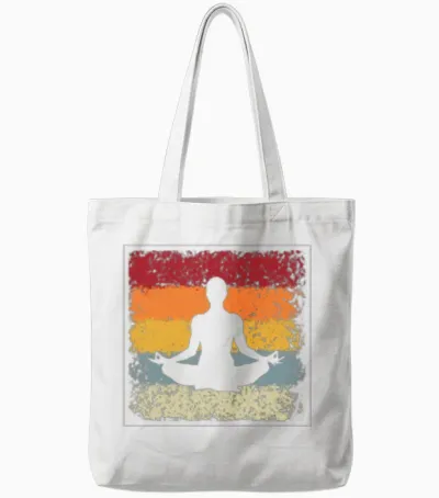 Meditation Retro Tote Bags - White