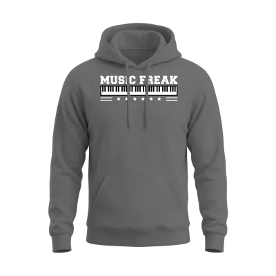 Music Freak Quote Grand Piano Synthesizer Keyboard Unisex Hoodie - Graphite Heather