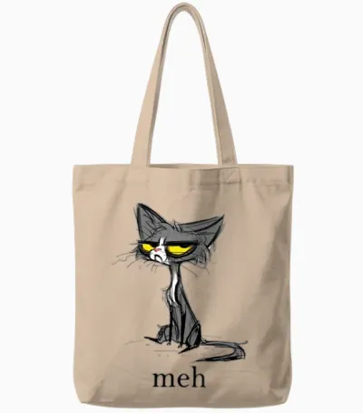 Funny Meh Cat Gift for Cat Lovers Tote Bags - Natural