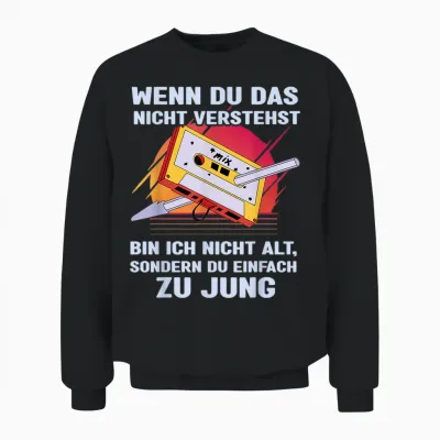 Funny Saying Band Salad 80s 90s Retro Cassette T-Shirt, Black Unisex Sweatshirt - Black