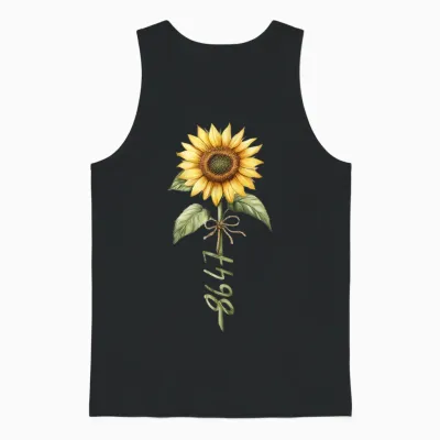 86 47 Floral Sunflower Unisex Tank Top - Black