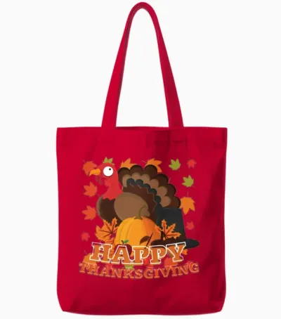 Happy Thanksgiving Day Hallothanksmas Turkey Tote Bags - Red