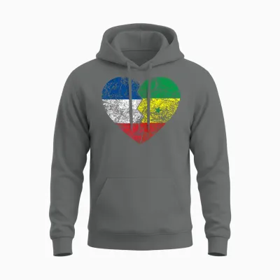 Senegalese Heart Flag | France Senegal Roots Vintage Unisex Hoodie - Graphite Heather