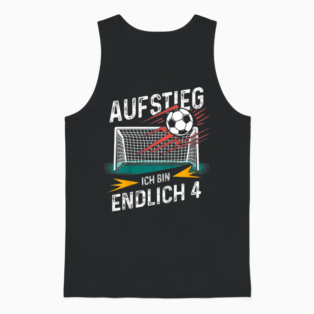 Kinder 4. Geburtstag Junge Fußball 4 Jahre Spruch Unisex Tank Top in Black