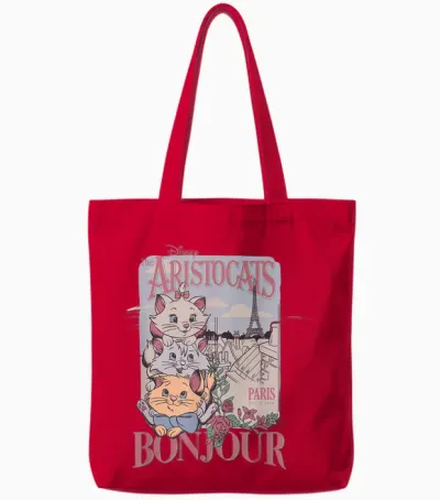Disney the Aristocats Bonjour Paris Since 1979 Vintage Ad Tote Bags - Red