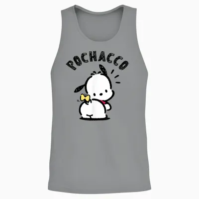 Sanrio Pochacco Backside Logo Unisex Tank Top - Sport Grey