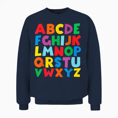 Bunte Großbuchstaben Lernen Abc Jungen Mädchen Kinder Unisex Sweatshirt - Navy