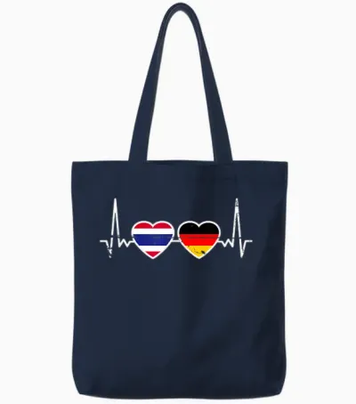 Thailand Deutschland Herzschlag Flagge Deutsch Thailänder Tote Bags - Navy