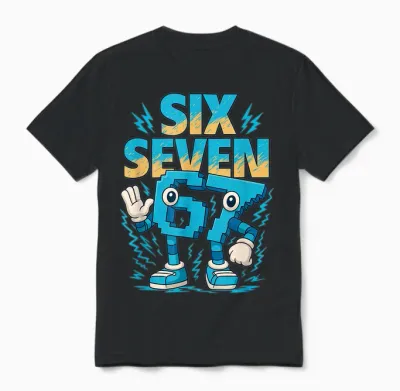 Was 6 Now I'm 7 67 Funny 7 Year Old Birthday Shirt For Unisex T-Shirt - Black