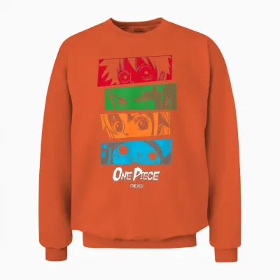 One Piece Anime Straw Hat Crew Character Eyes Unisex Sweatshirt - Orange