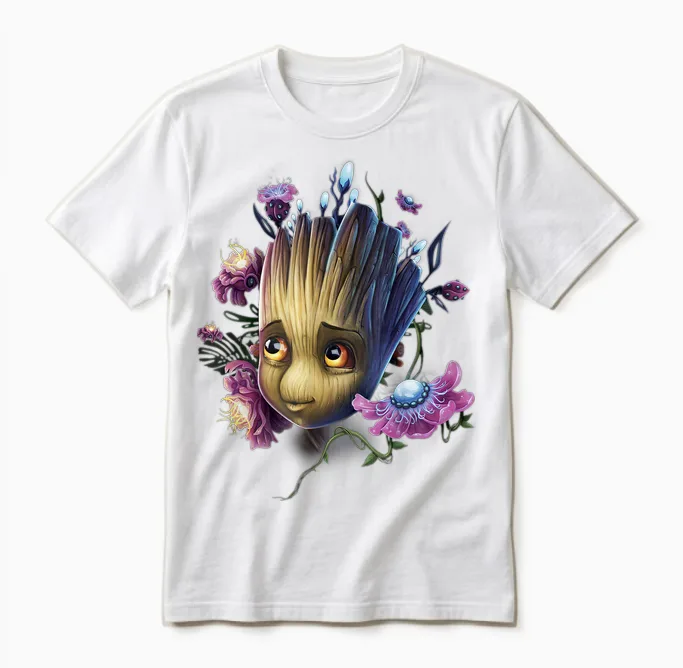 Marvel Guardians of the Galaxy Groot Flowers Unisex T-Shirt in White