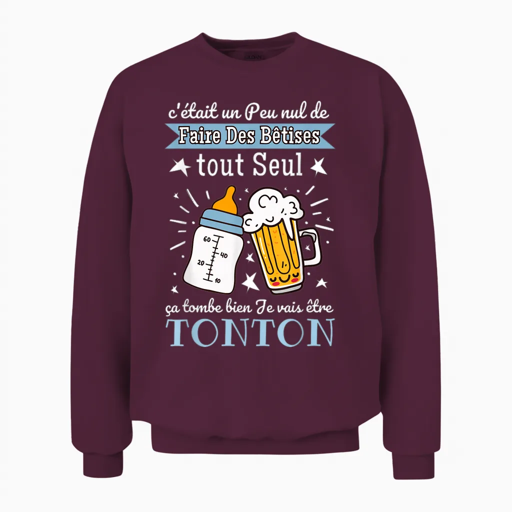 Man Gift Announcement Pregnancy Tonton Future Tonton 2025 Unisex Sweatshirt in Maroon