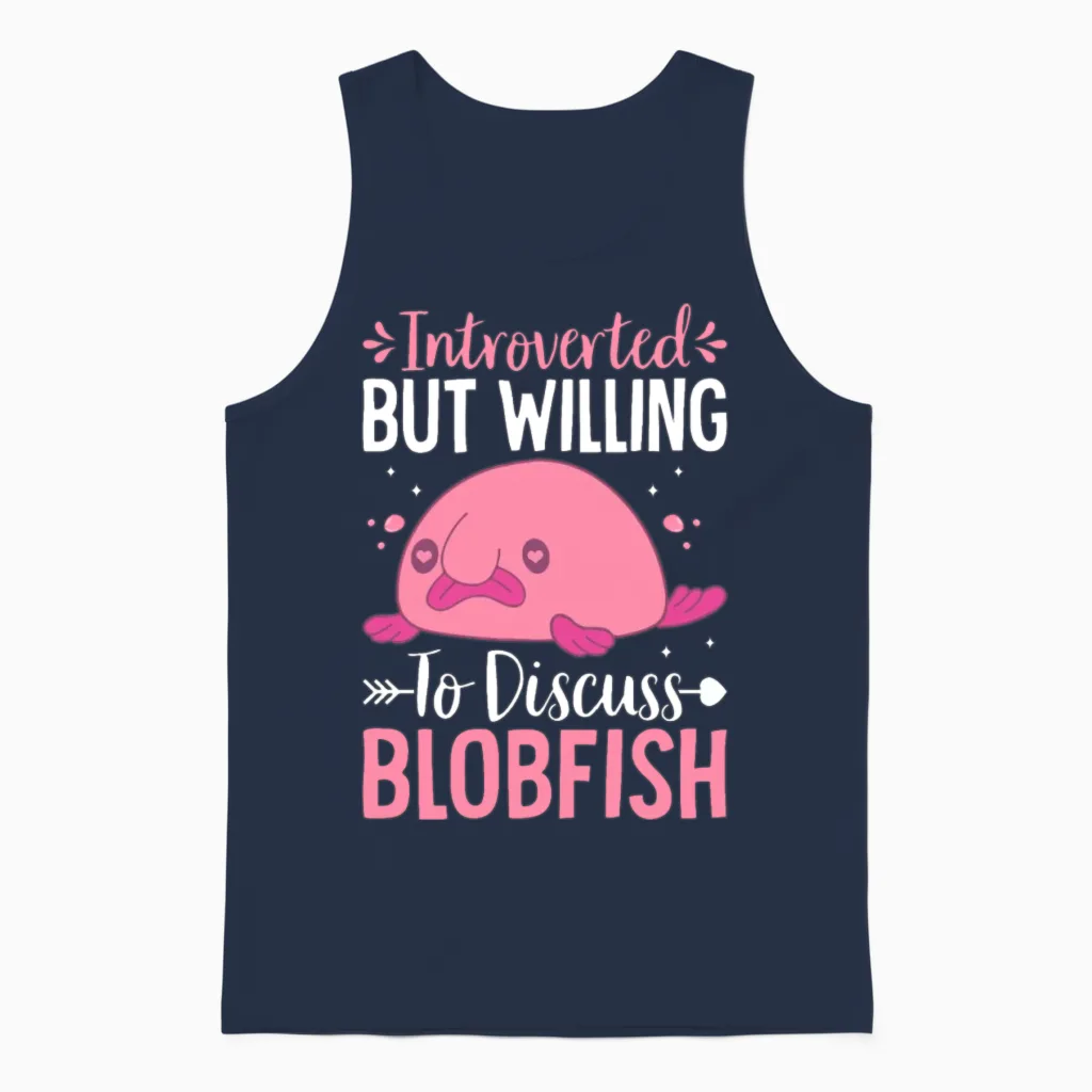 Funny Introvert Unisex Tank Top in Navy