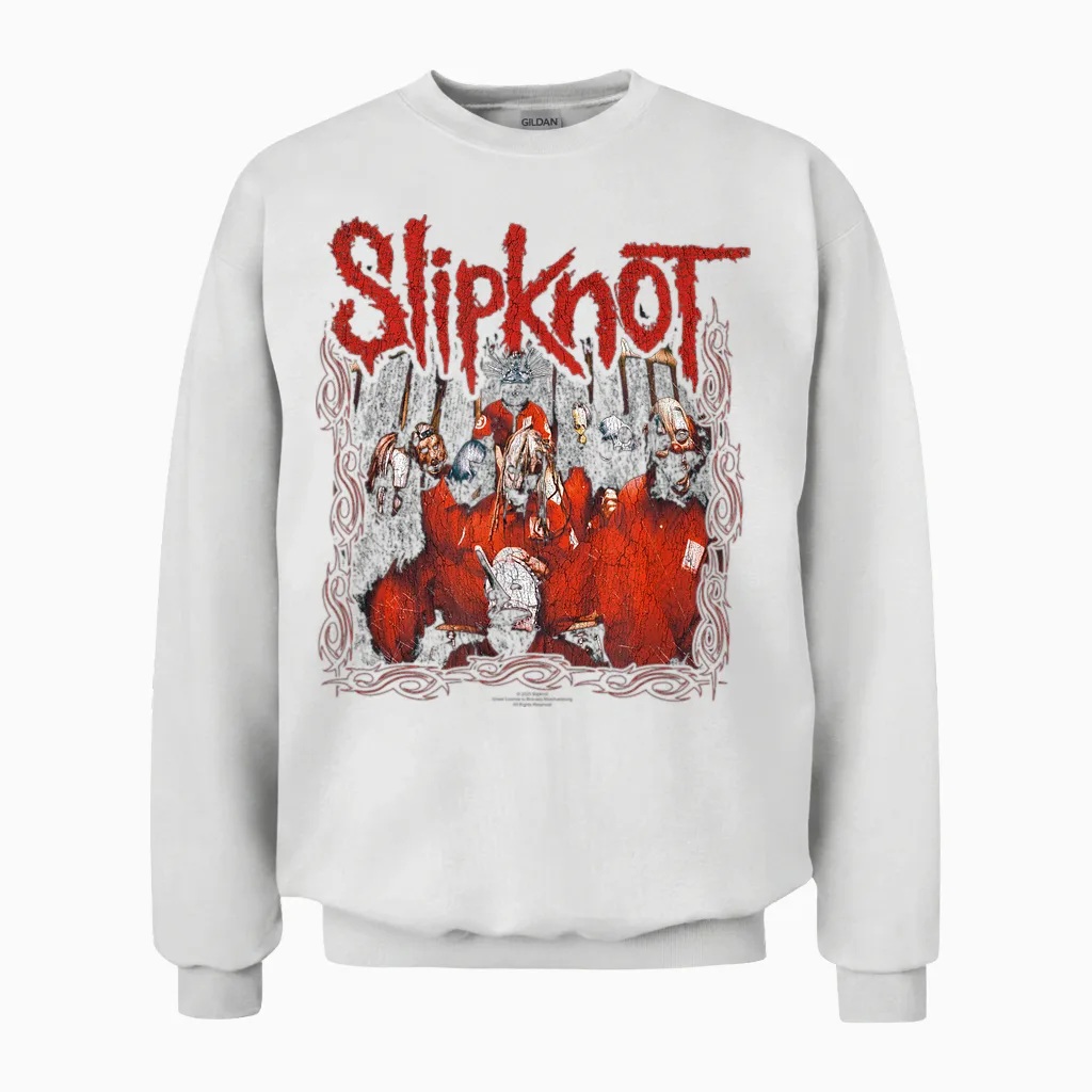 Slipknot Metal Band Photo Frame Music Fan T-Shirt, Black, S Unisex Sweatshirt in White