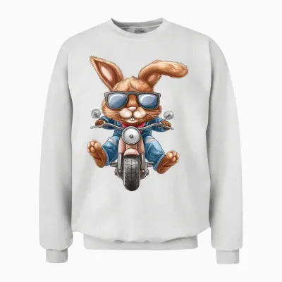 Osterhase Hase Motorrad Motorrad Biker Unisex Sweatshirt - White
