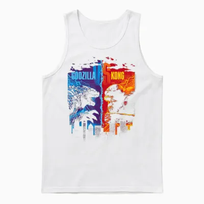 Godzilla X Kong T-Shirt, Unisex-Adults, Short Sleeve, Black, Small Unisex Tank Top - White