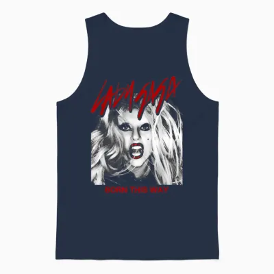 Official Lady Gaga Born This Way Cover Unisex Tank Top - Navy