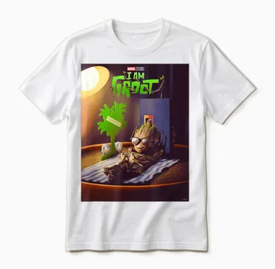 Marvel Studios I Am Groot Poster T-Shirt, Black Unisex T-Shirt - White