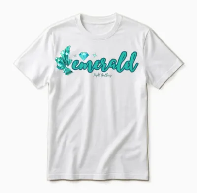 Emerald Gemstone Jewel Unisex T-Shirt - White