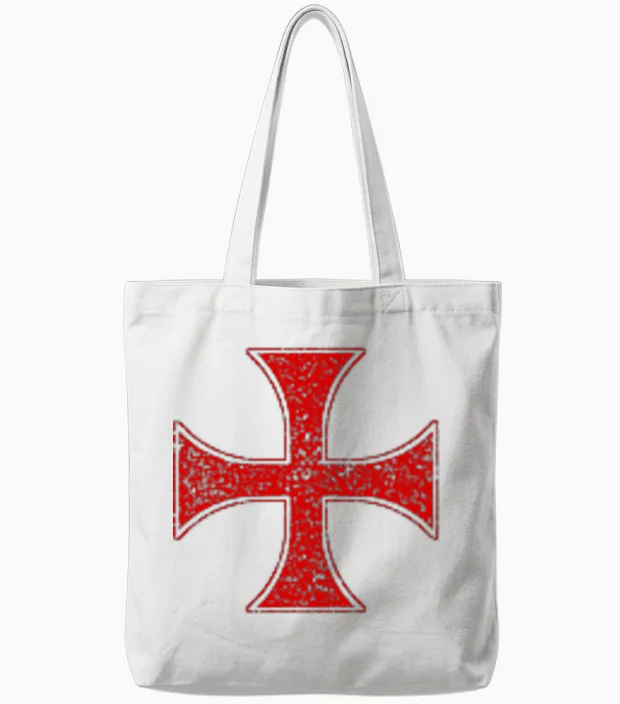 Knights Templar Cross Pattee Crusader Order of the Red Cross T-Shirt, Black, S Tote Bags in White