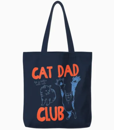 Cat Dad Club Life Is Better with Cats Cat Dad on Back Tote Bags - Navy