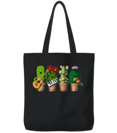 Funny Cactus Tote Bags - Black