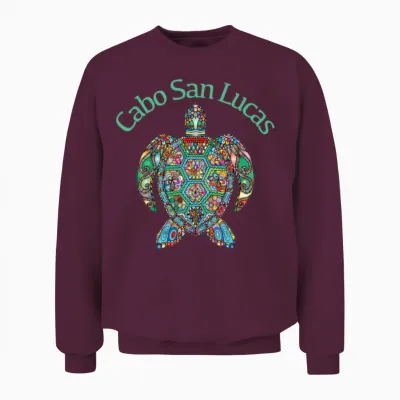 Cabo San Lucas Tribal Turtle Unisex Sweatshirt - Maroon