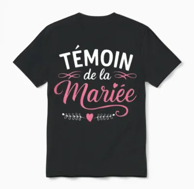 Témoin De La Mariée Accessoire Soirée Humour Femme Evjf Unisex T-Shirt - Black