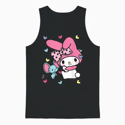My Melody and Friend Sweet Hearts Unisex Tank Top - Black