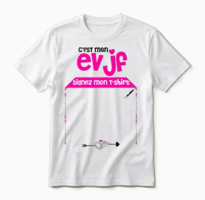 C'est Mon Evjf Sign My Funny Bride Future T-Shirt, Black, S Unisex T-Shirt - White