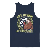 Office Colleague Life Begins After Coffee Unisex Tank Top - Navy – 1