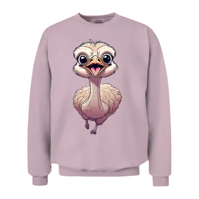 Cute Ostrich Run with Smiling Face Unisex Sweatshirt - Light Pink