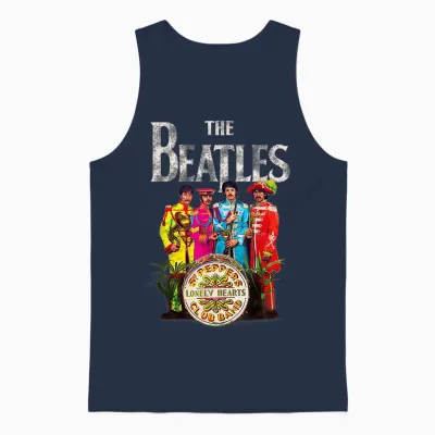 The Beatles Sgt. Pepper's Lonely Hearts Short Sleeve Unisex Tank Top - Navy