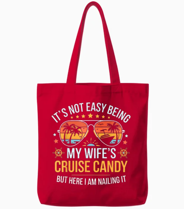 Matching Couples Cruise Candy Husband and Wife Cruise Tote Bags in Red