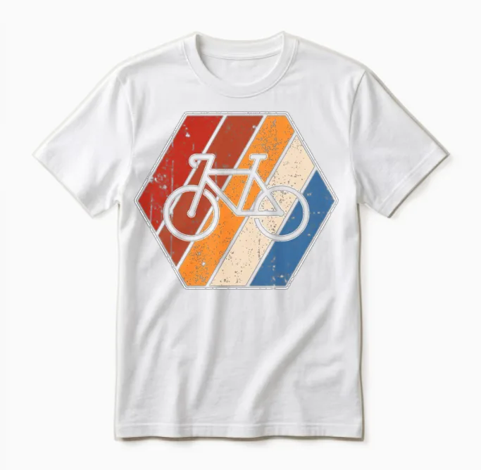Cycling Retro Unisex T-Shirt in White