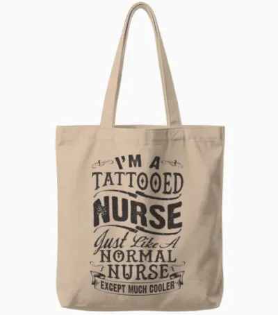 Tattooed Nurse Tote Bags - Natural